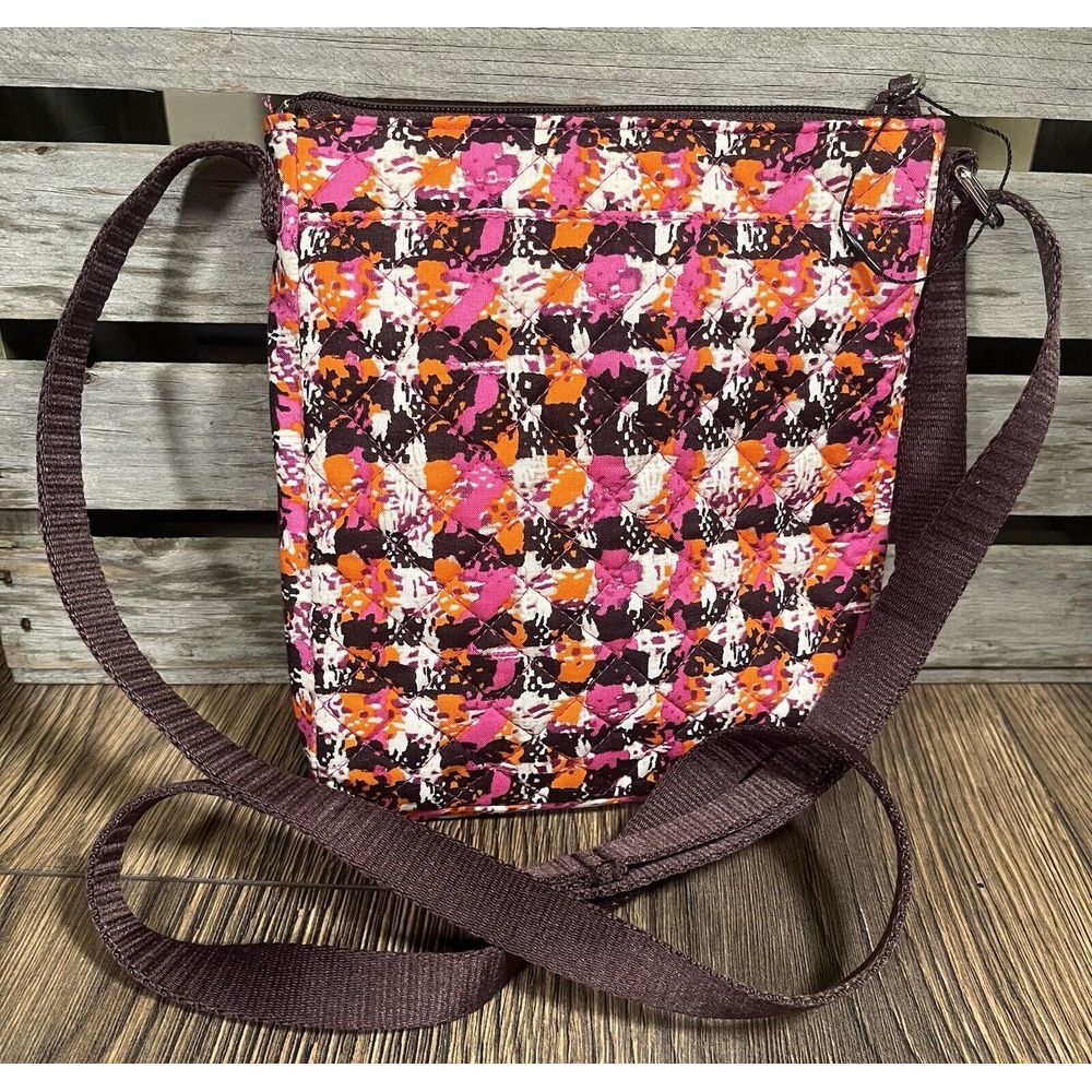 Vera‎ Bradley Iconic RFID Mini Hipster Houndstooth Tweed Pink Orange - Picture 8 of 11